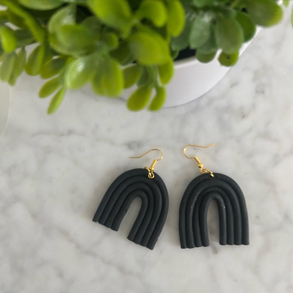 Black Rainbows (handmade clay polymer earrings)